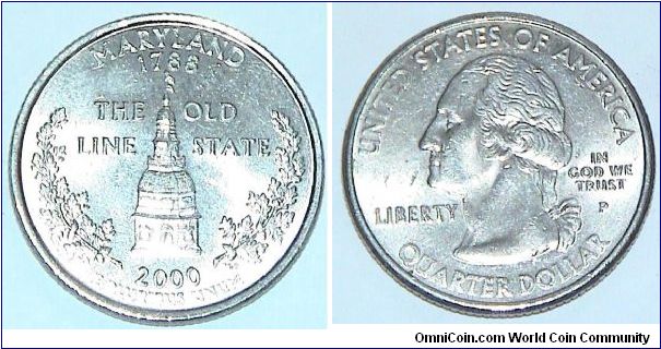 1/4 Dollar. Maryland state quarter
