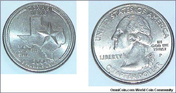 1/4 Dollar. Teaxs 1845 The Lone Star State