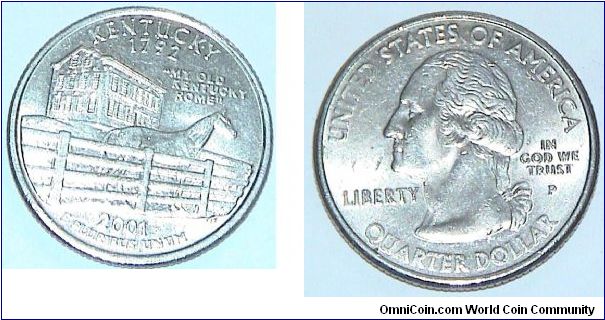 1/4 Dollar. Kentucky state quarter