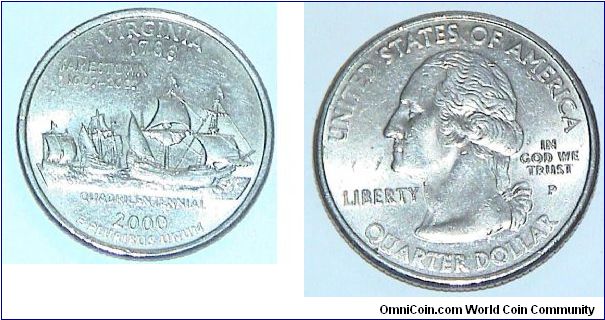 1/4 Dollar. Virginia state quarter
