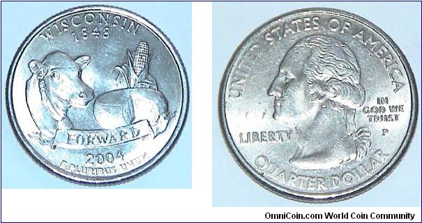1/4 Dollar. Wisconsin state quarter 