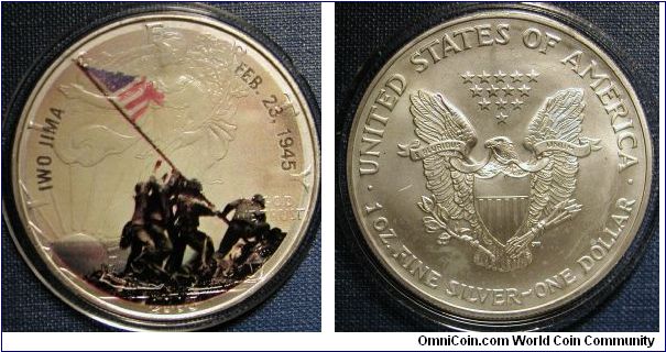 2003 WWII Iwo Jima Colorized Silver American Eagle