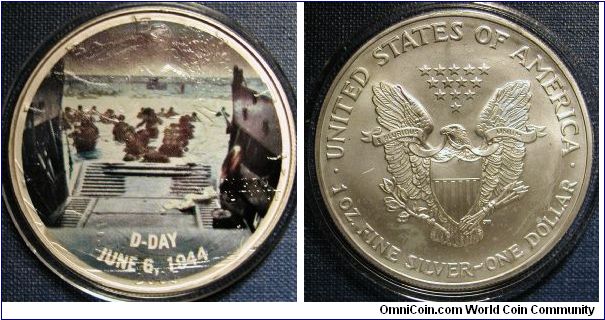 2003 WWII D-Day Colorized Silver American Eagle