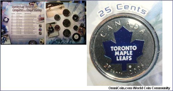 2005/2006 Season Canada Toronto Maple Leafs Gift set w/Colorized Quarter.