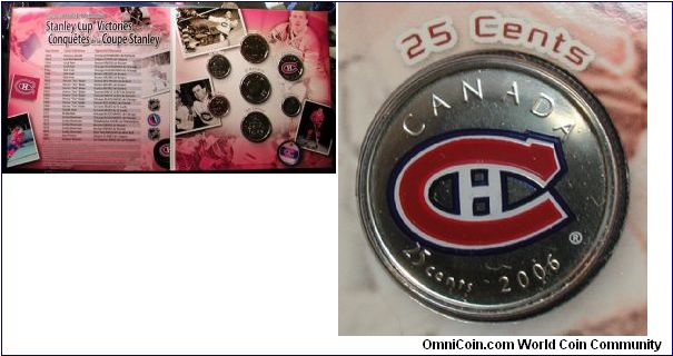 2005/2006 Canada Montreal Canadiens Gift set w/Colorized Quarter.