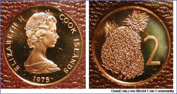 1975 Cook Islands 2 Cents Proof in set.