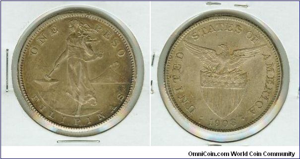 You may ask why this coin is listed under USA, and not The Philippines? Because the Philippines was a U.S,Territorial possession at the time these coins were minted, AND, they were ALL minted by the U.S. mint! The 1908s Peso had the Highest mintage numbers at nearly 20M, but how many survived is anyones guess.