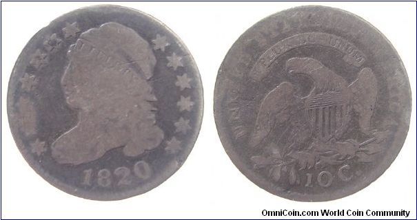 1820 dime, Capped Bust
Wide border (1809-1828, John Reich)
