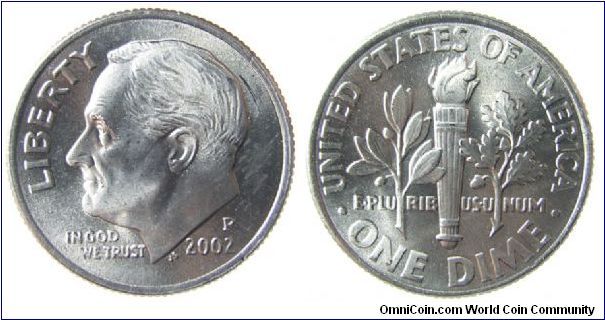 2002-D dime, Roosevelt
Clad (1965-2005, John R. Sinnock)