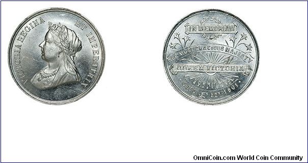 Queen Victoria In Memoriam Aluminum Medal