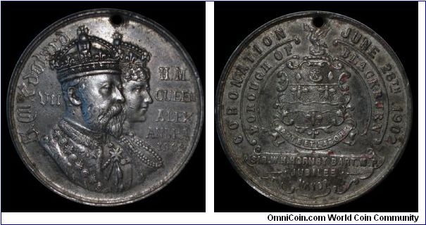 Edward VII Coronation Medal issued for Blackburn, Lancashire
