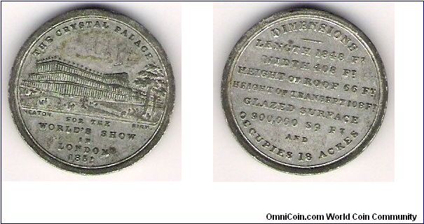 UK Crystal Palace Medal. 30mm