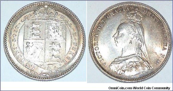 1 Shilling. Silver Jubilee for Q Victoria. Silver coin