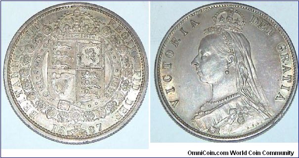 1/2 Crown. Q Victoria Silver Jubilee silver coin. 
