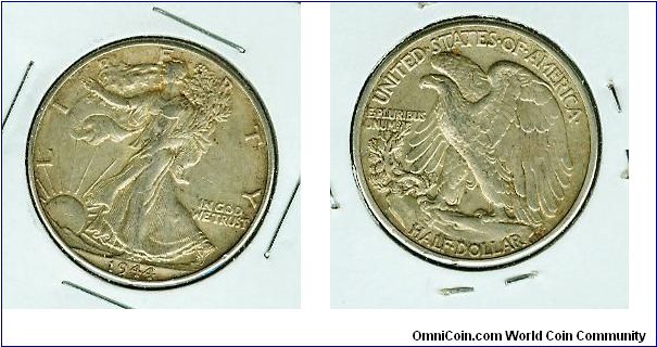 About as NICE an UNslabbed 1944 Walker as you will see.A Very pretty coin!