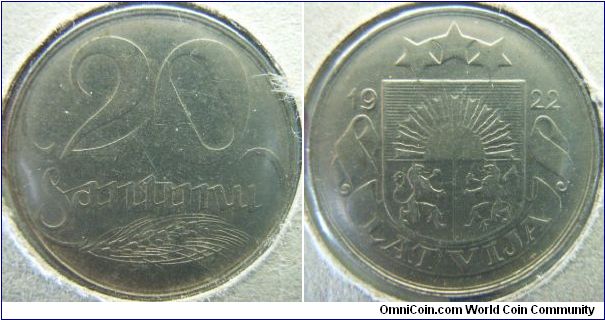 Latvia 1922 20 santimu.
