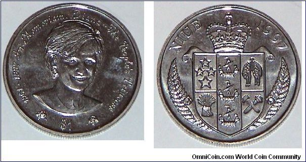 1 Dollar. Commemorative of 'Diana...The People's Princess'