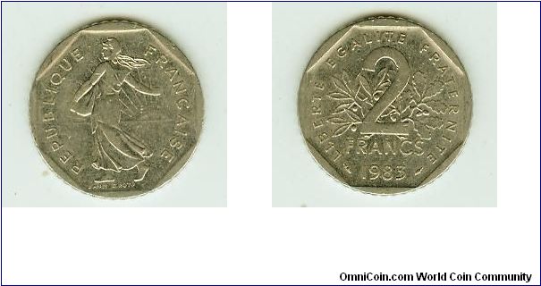 Don't see many of these Octagonal 2 Franc coins!