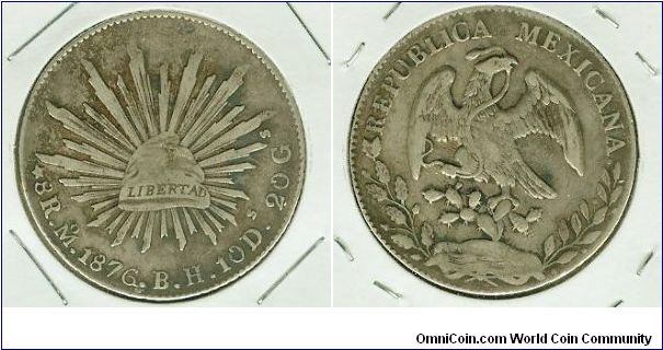 A nice Cap n' Rays 8 Reales Silver Crown from Mexico. These coins were widely circulated in the Philippines (where i found it) during the Spanish Occupation. Nice, Clear LIBERTAD.