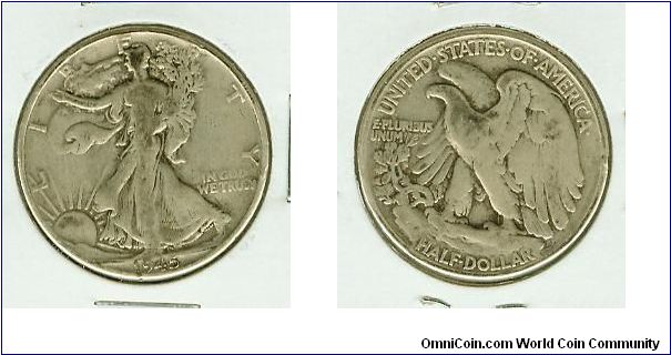 Nicely detailed 1945P Walker half dollar.