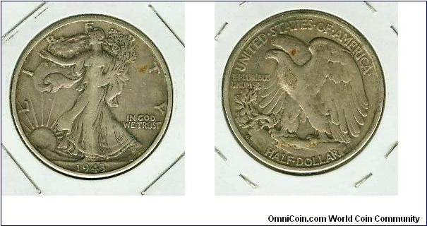 A Pretty 1943s Walker half dollar.