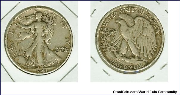 Another Pretty Walker half dollar. A 1941p.