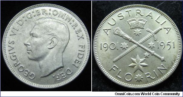 Florin 50th year jubilee 0.500 silver