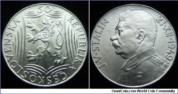50 korun Stalin 70th birthday 0.500 silver