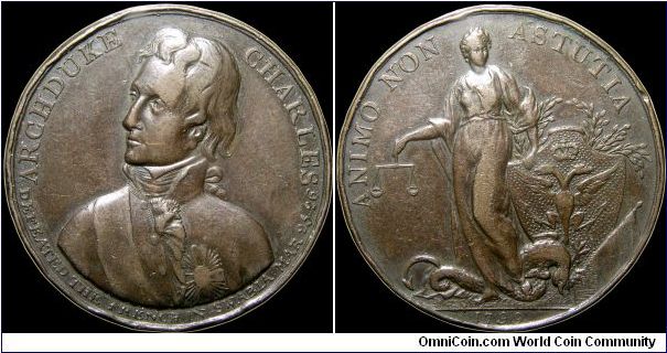 Victoire de Stockach sur le général Jourdan, Great Britain.

A British medal that commemorates the victory of Archduke Charles of Austria over Jourdan of France. Why the British issued this medal instead of the Austrians has so far eluded me especially since the medal is not listed in any of the standard British references.                                                                                                                                                                             