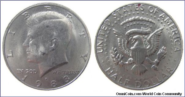 1983 Kennedy half dollar - weak FG from die polishing