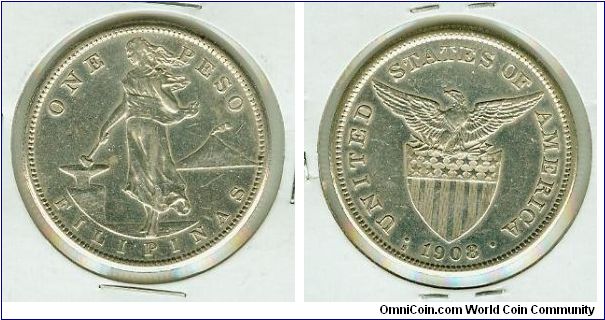 U.S.-Philippine 1908 PROOF-LIKE Silver Peso. The scans do NOT show how beautiful this coin is!