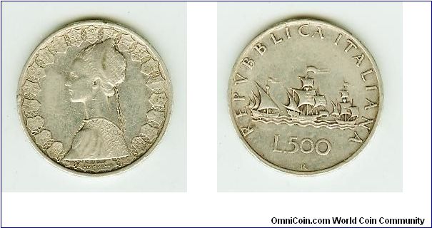 Italia L500 Republica Italiana. Raised rim.