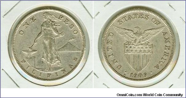 US-PHILIPPINES 1909s SILVER PESO. I HAVE MANY AVAILABLE IN THIS COND. EMAIL ME IF YOU WANT ONE.
