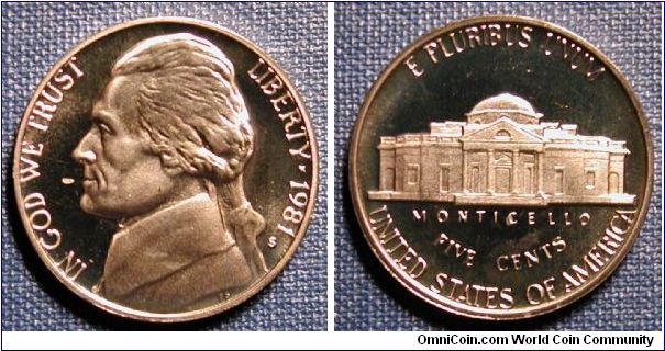 1981-S Jefferson Nickel Proof
