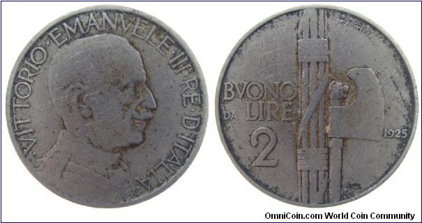 1925 2 Lire KM# 63