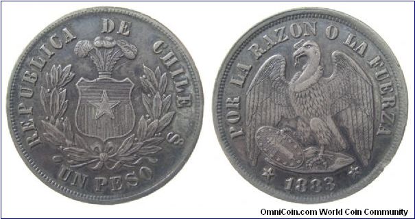1883 One Peso KM# 142.1