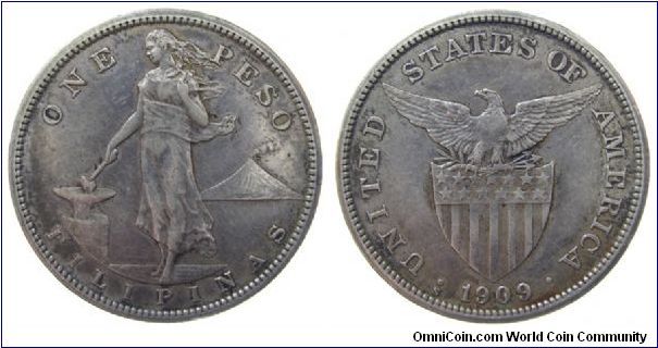 1909-S One Peso KM# 172