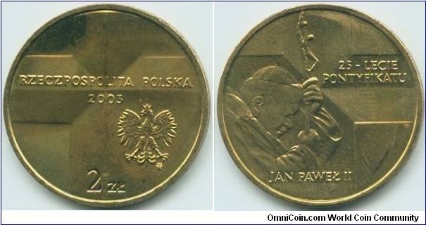 Poland, 2 zlote 2003.
25th Anniversary of John Paul's II Pontificate.