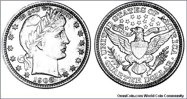 Barber Quarter.
Remember, this is not a picture of MY actual coin. Mine is not an S mint.