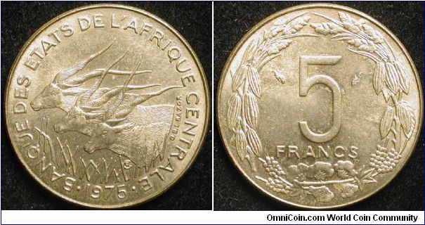 5 francs 
Aluminium bronze
Central African States