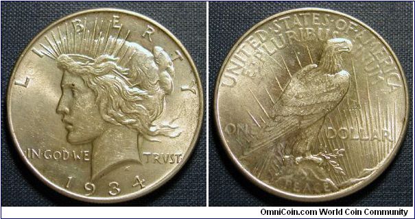 1934 Peace Dollar