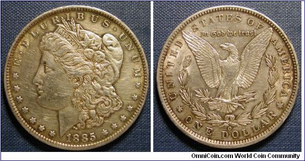 1885-O Morgan Dollar (cleaned)