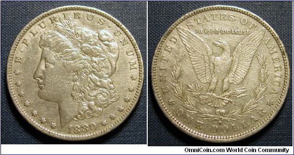 1880-O Morgan Dollar (cleaned)