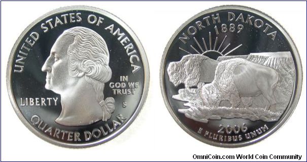 2006-S North Dakota State Quarter.  Silver proof.
