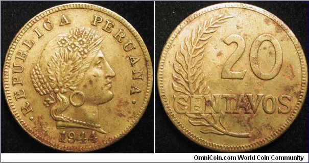 20 Centavos
Brass