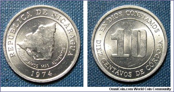 1974 Nicaragua 10 Centavos