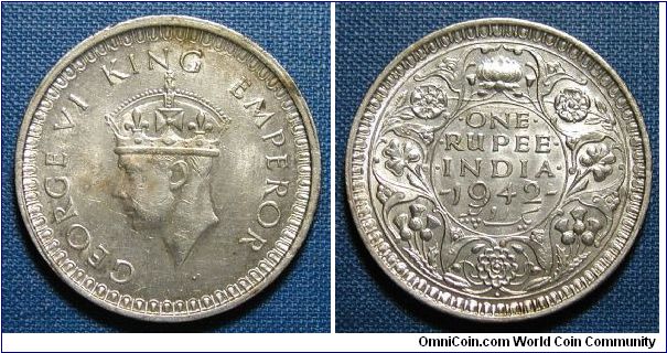 1942 India 1 Rupee