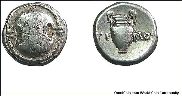 A nice silver stater from the city state of Thebes in Boeotia, Greece, circa 379 - 338 bc. A nice chunky piece of silver weighing in at 12.1 gms.
