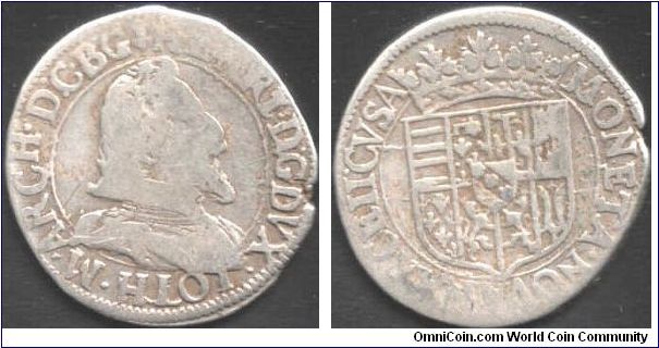 Silver teston of Henri II Duke of Lorraine issued sometime during 1608-24. Minted at Nancy.