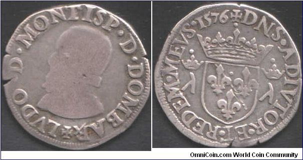 A silver teston dated 1576 of Louis de Montpensier / Louis II of Dombes. Not easy to find, and sadly, the portraits don't wear well in relation to rest of coin. I also have a 1577 but the portrait is just as flat.